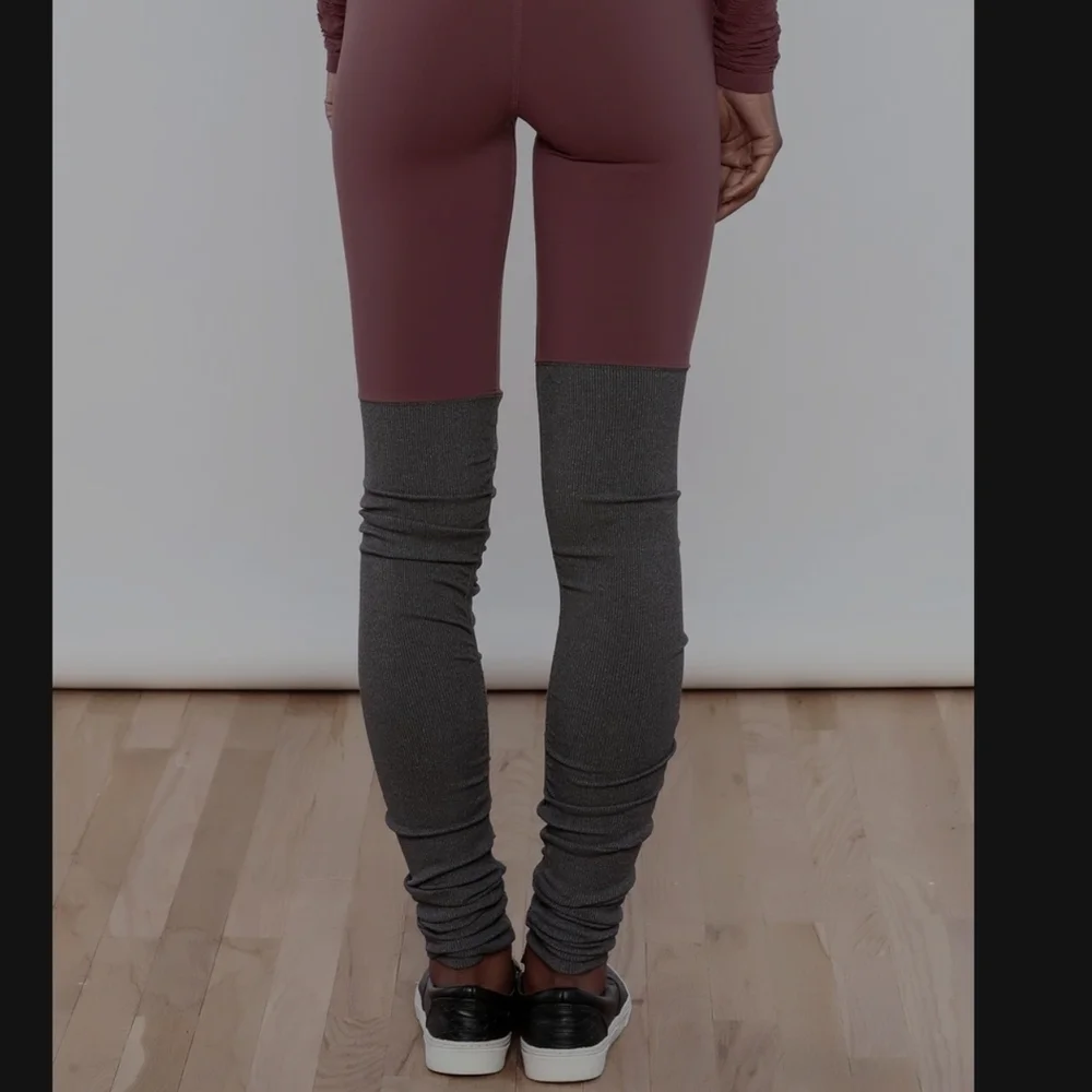 ALO Yoga Burgundy and Gray Leggings